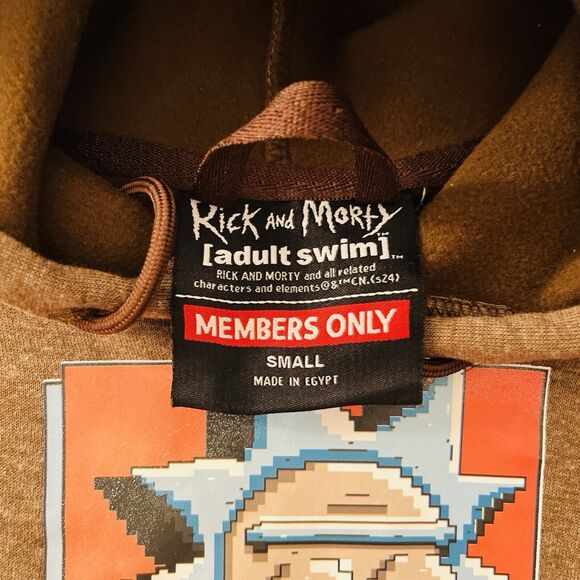 Rick and Morty Members Only Hoodie Men’s S Sweatshirt Adult Swim Front Pocket - Picture 5 of 11